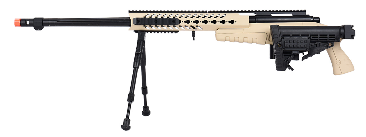 WellFire MB4418-1 Bolt Action Airsoft Sniper Rifle w/ Bipod (TAN) - Click Image to Close