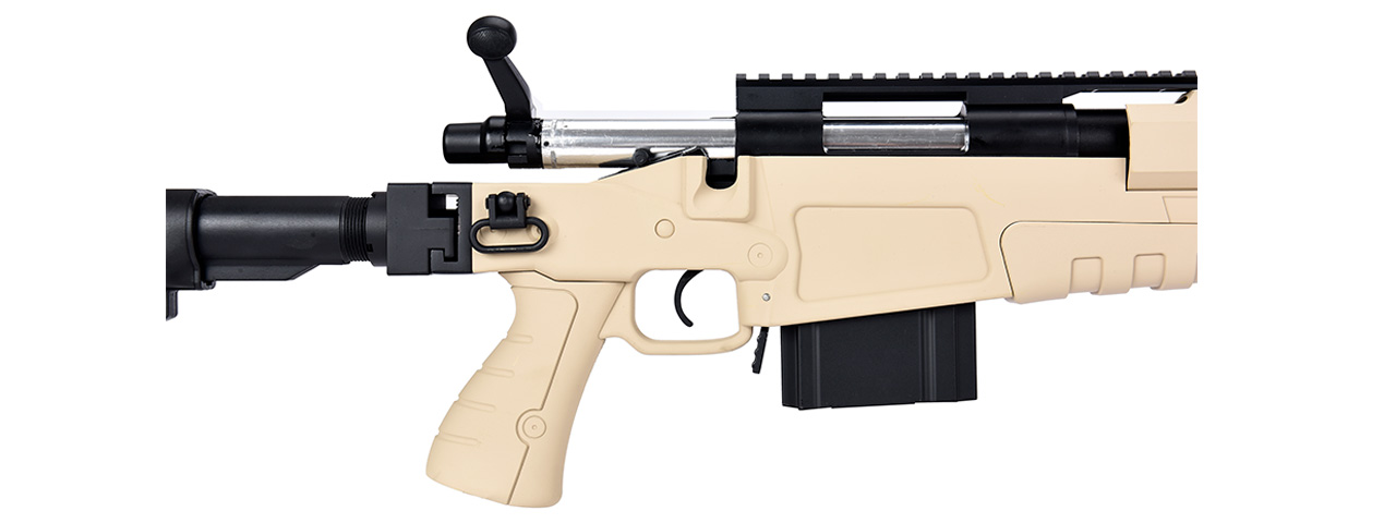 WellFire MB4418-1 Bolt Action Airsoft Sniper Rifle w/ Bipod (TAN) - Click Image to Close