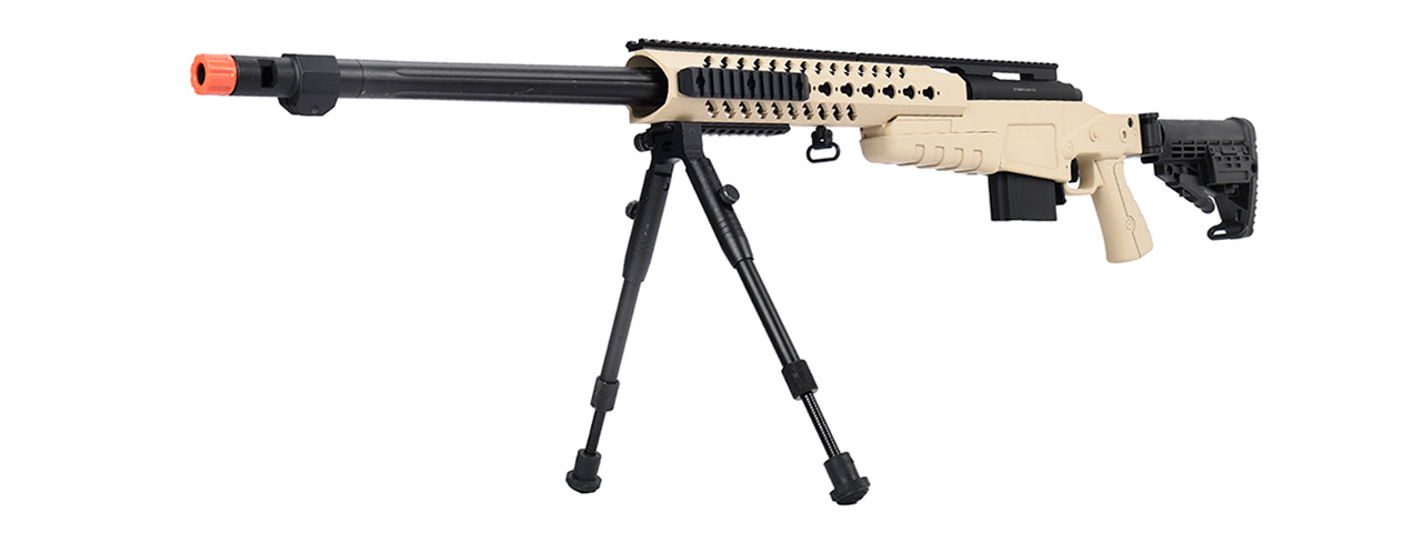 WellFire MB4418-1 Bolt Action Airsoft Sniper Rifle w/ Bipod (TAN) - Click Image to Close