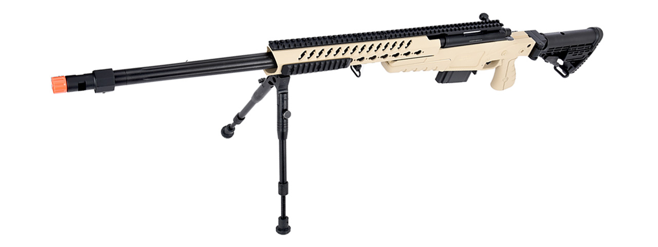 WellFire MB4418-1 Bolt Action Airsoft Sniper Rifle w/ Bipod (TAN) - Click Image to Close