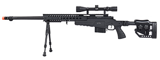 WellFire MB4418-2 Bolt Action Airsoft Sniper Rifle w/ Scope & Bipod (BLACK)