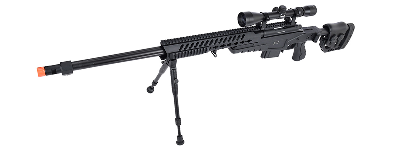 WellFire MB4418-2 Bolt Action Airsoft Sniper Rifle w/ Scope & Bipod (BLACK)