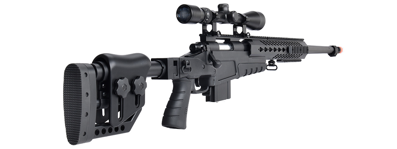 WellFire MB4418-2 Bolt Action Airsoft Sniper Rifle w/ Scope (BLACK) - Click Image to Close