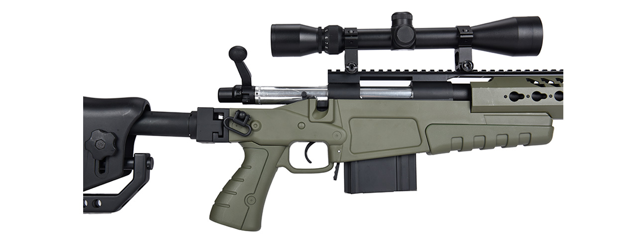 WellFire MB4418-2 Bolt Action Airsoft Sniper Rifle w/ Scope & Bipod (OD GREEN) - Click Image to Close