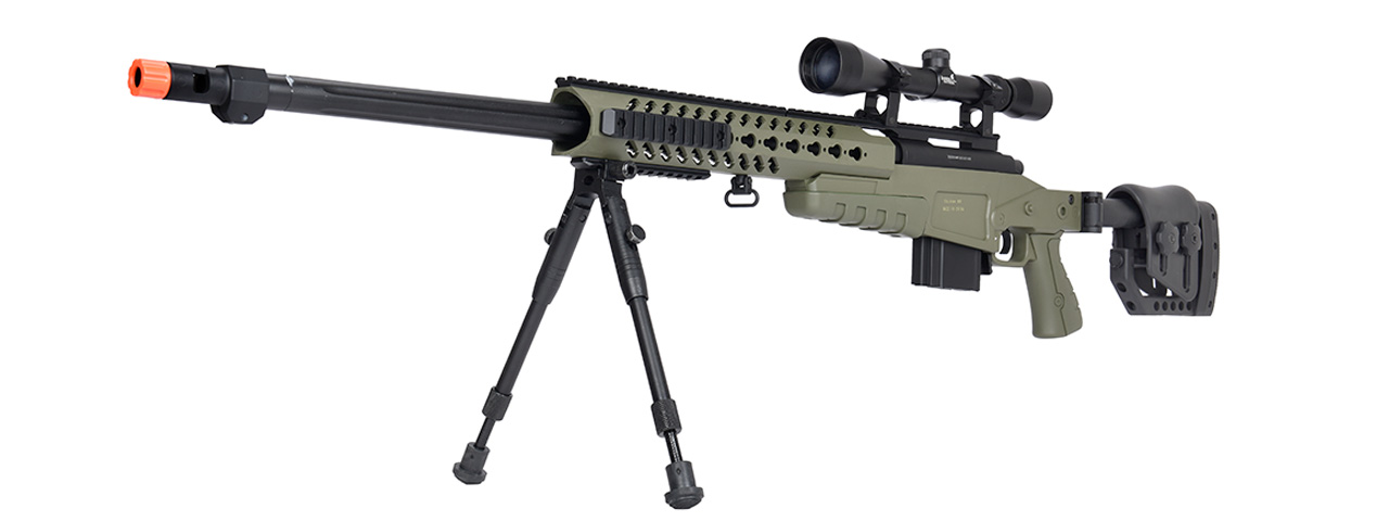 WellFire MB4418-2 Bolt Action Airsoft Sniper Rifle w/ Scope & Bipod (OD GREEN)