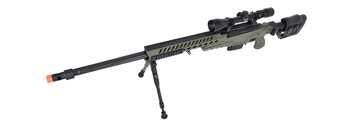 WellFire MB4418-2 Bolt Action Airsoft Sniper Rifle w/ Scope & Bipod (OD GREEN)