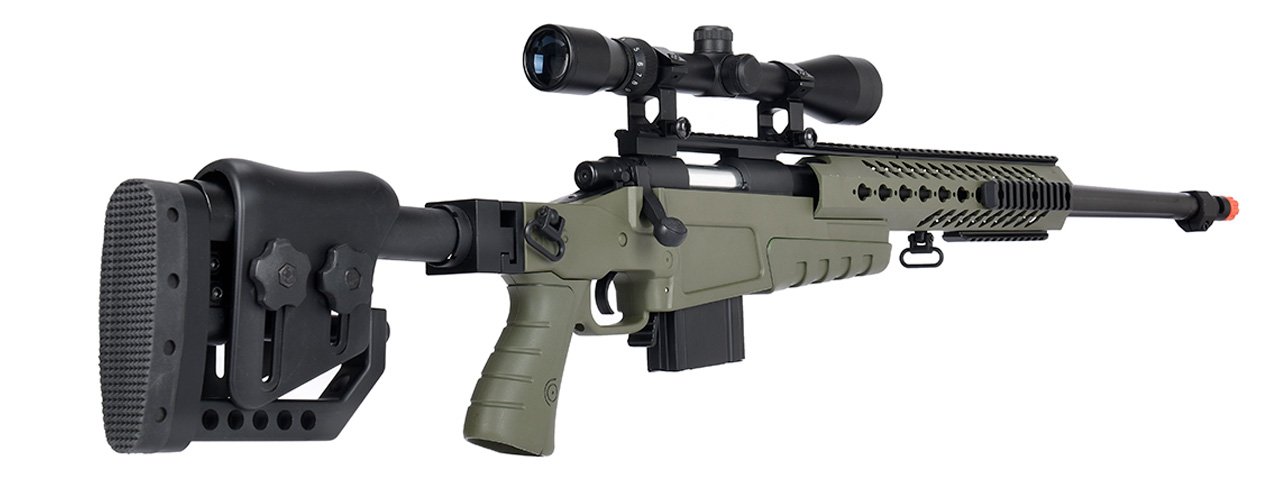 WellFire MB4418-2 Bolt Action Airsoft Sniper Rifle w/ Scope (OD GREEN)