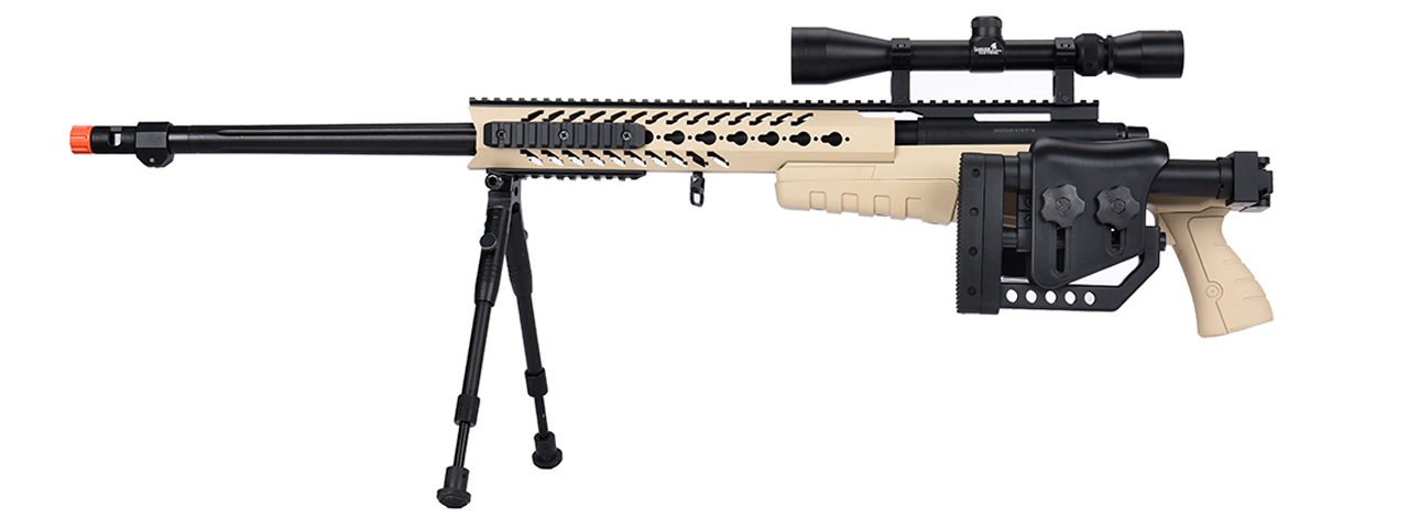 WellFire MB4418-2 Bolt Action Airsoft Sniper Rifle w/ Scope & Bipod (TAN) - Click Image to Close