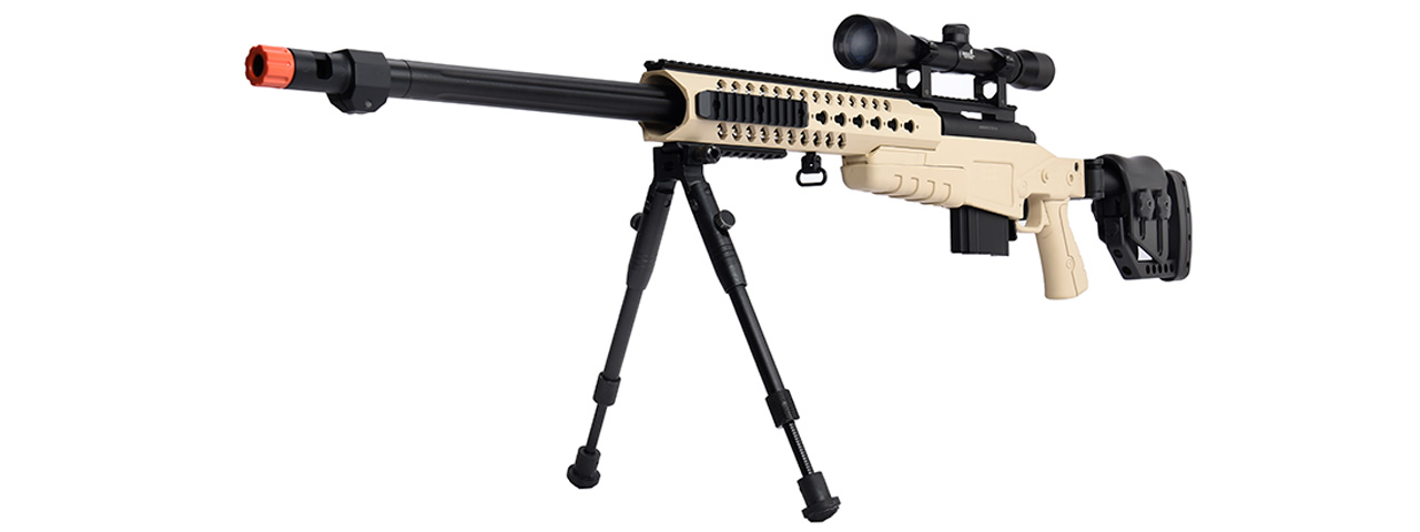 WellFire MB4418-2 Bolt Action Airsoft Sniper Rifle w/ Scope & Bipod (TAN) - Click Image to Close