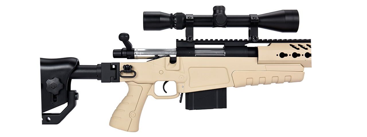 WellFire MB4418-2 Bolt Action Airsoft Sniper Rifle w/ Scope (TAN)