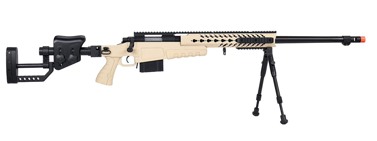 WellFire MB4418-2 Bolt Action Airsoft Sniper Rifle w/ Bipod (TAN) - Click Image to Close