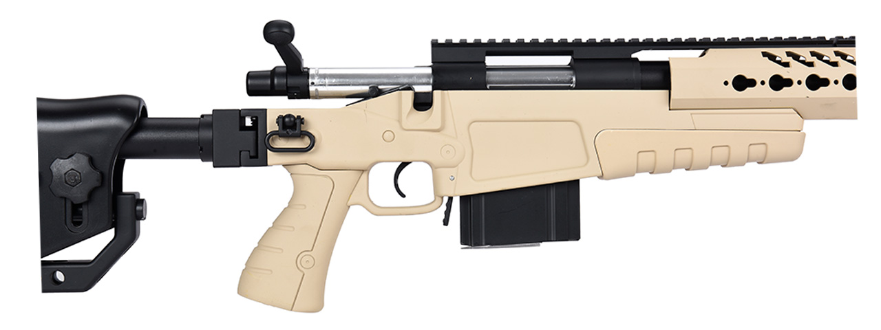 WellFire MB4418-2 Bolt Action Airsoft Sniper Rifle w/ Bipod (TAN) - Click Image to Close