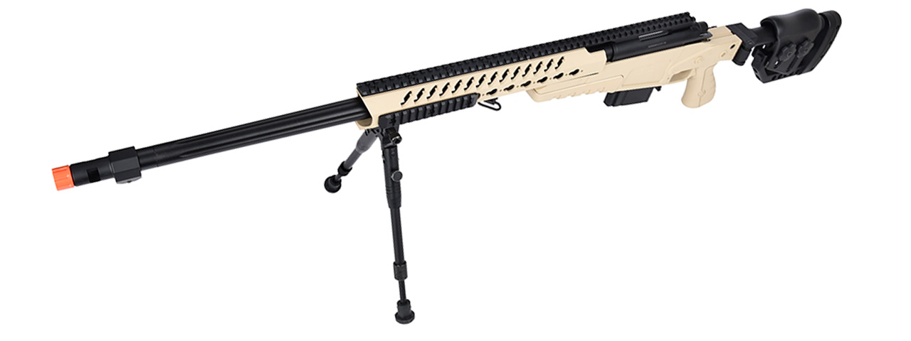 WellFire MB4418-2 Bolt Action Airsoft Sniper Rifle w/ Bipod (TAN) - Click Image to Close