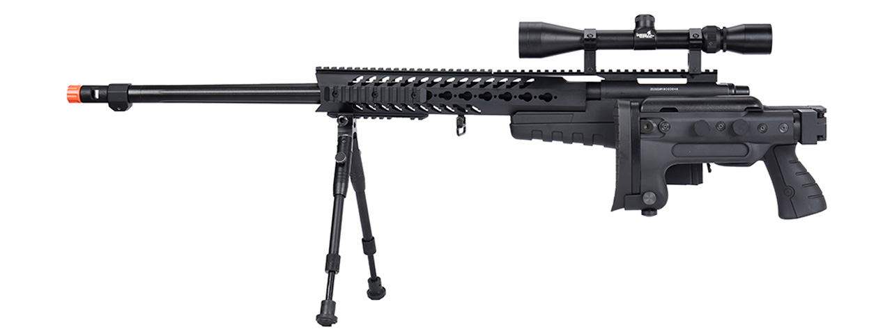 WellFire MB4418-3 Bolt Action Airsoft Sniper Rifle w/ Scope & Bipod (BLACK) - Click Image to Close