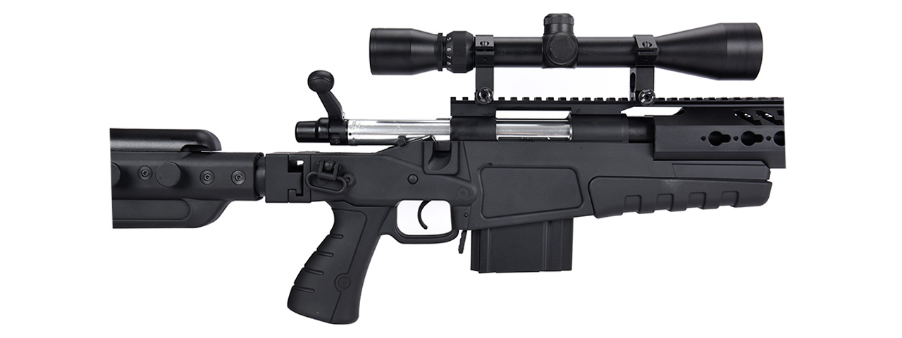 WellFire MB4418-3 Bolt Action Airsoft Sniper Rifle w/ Scope & Bipod (BLACK)