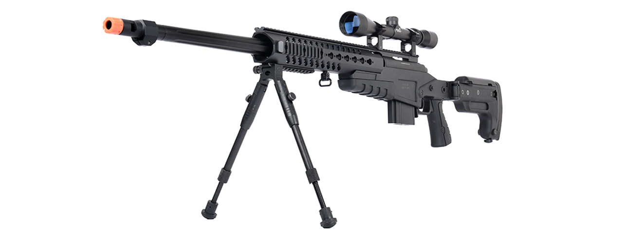 WellFire MB4418-3 Bolt Action Airsoft Sniper Rifle w/ Scope & Bipod (BLACK) - Click Image to Close