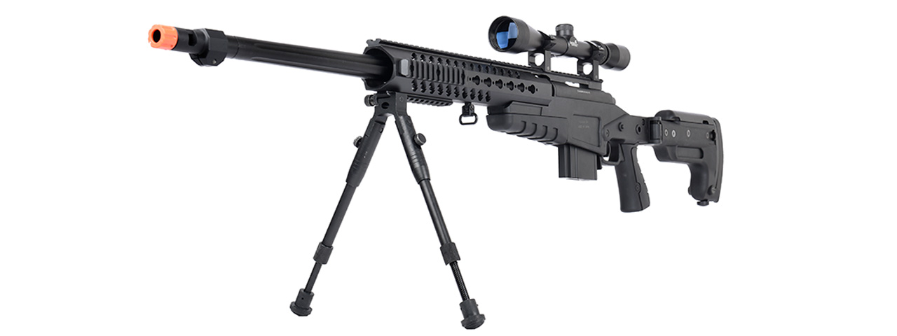 WellFire MB4418-3 Bolt Action Airsoft Sniper Rifle w/ Scope & Bipod (BLACK)