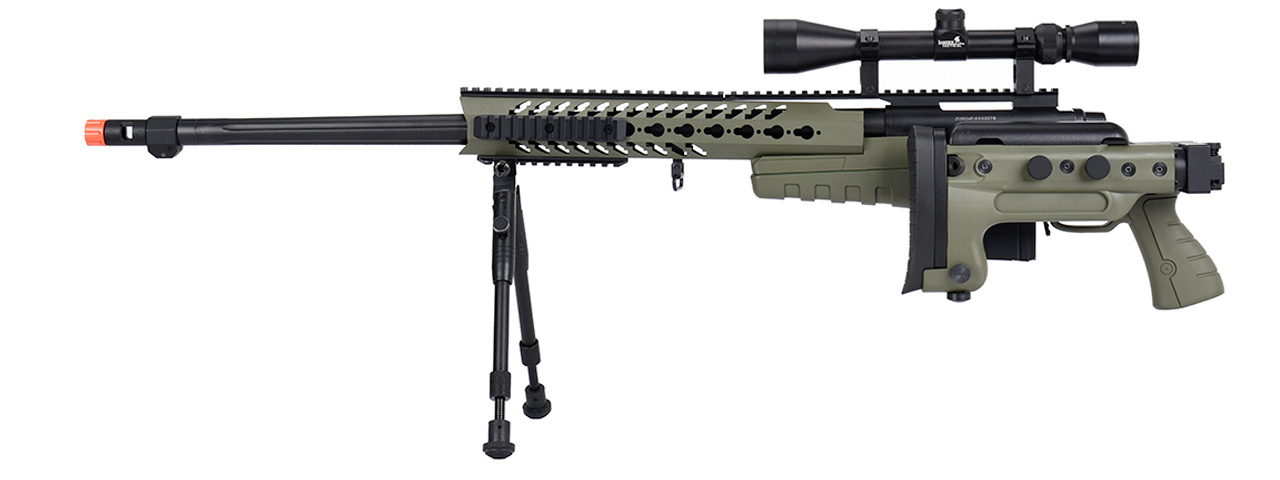 WellFire MB4418-3 Bolt Action Airsoft Sniper Rifle w/ Scope & Bipod (OD GREEN) - Click Image to Close