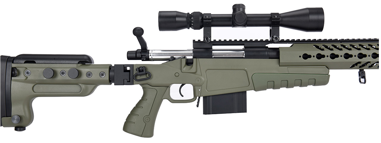 WellFire MB4418-3 Bolt Action Airsoft Sniper Rifle w/ Scope & Bipod (OD GREEN) - Click Image to Close