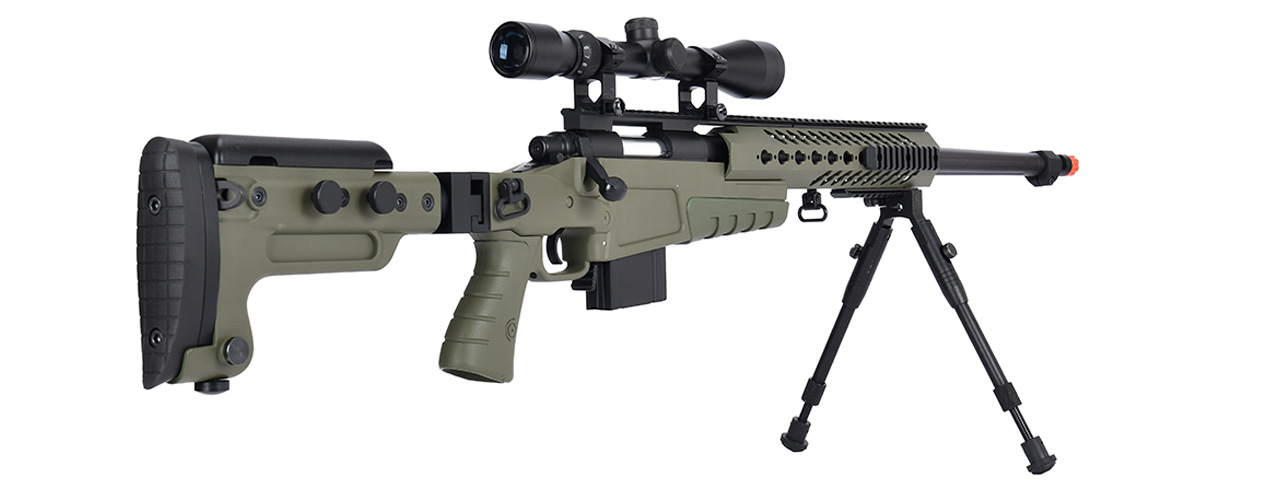 WellFire MB4418-3 Bolt Action Airsoft Sniper Rifle w/ Scope & Bipod (OD GREEN) - Click Image to Close