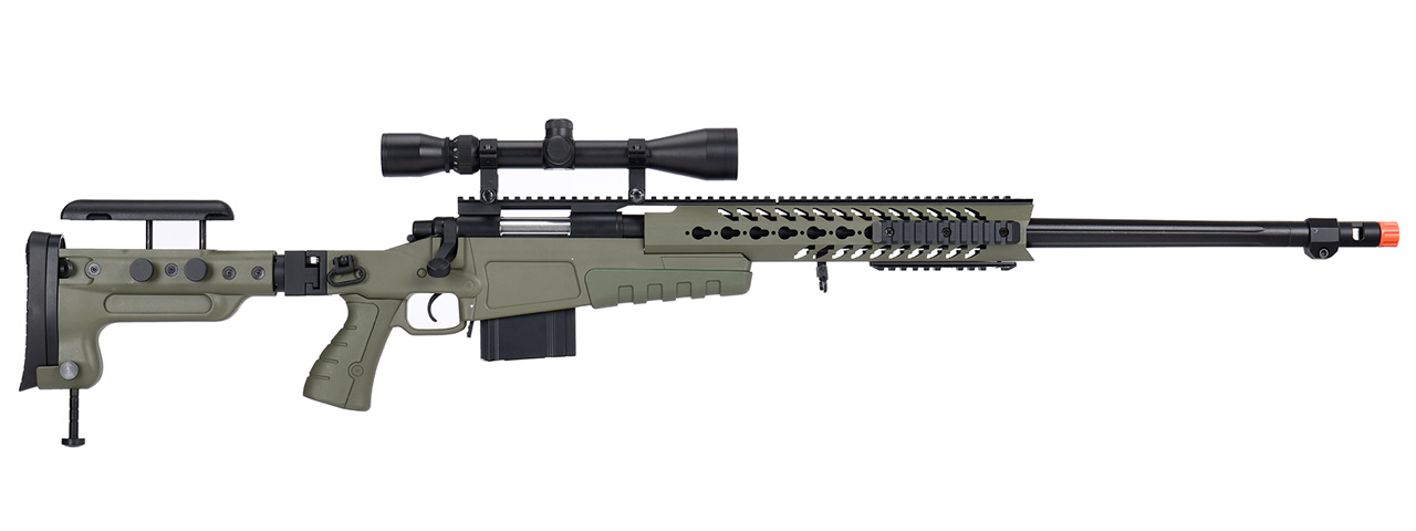 WellFire MB4418-3 Bolt Action Airsoft Sniper Rifle w/ Scope (OD GREEN) - Click Image to Close