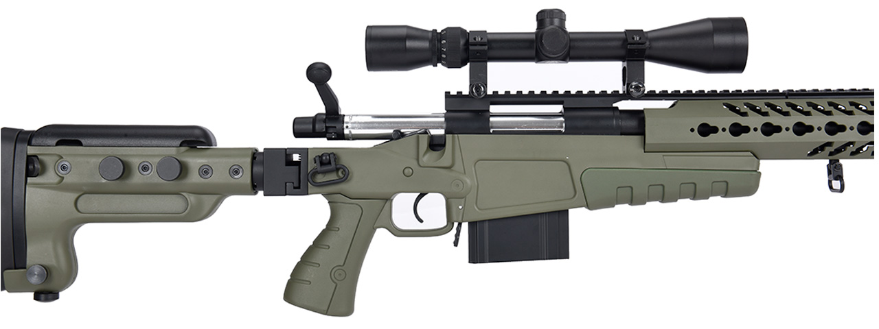 WellFire MB4418-3 Bolt Action Airsoft Sniper Rifle w/ Scope (OD GREEN) - Click Image to Close