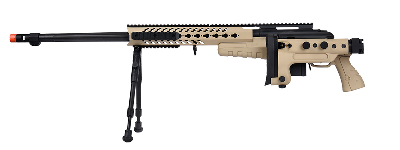 WellFire MB4418-3 Bolt Action Airsoft Sniper Rifle w/ Bipod (TAN)