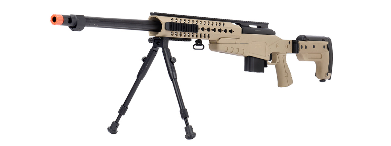 WellFire MB4418-3 Bolt Action Airsoft Sniper Rifle w/ Bipod (TAN) - Click Image to Close