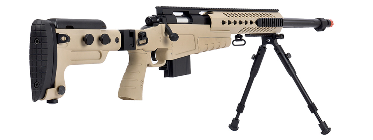 WellFire MB4418-3 Bolt Action Airsoft Sniper Rifle w/ Bipod (TAN) - Click Image to Close