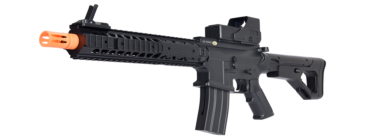 UK ARMS P2214 QUAD RIS M4 SPRING RIFLE W/ ADJUSTABLE STOCK (BLACK) - Click Image to Close