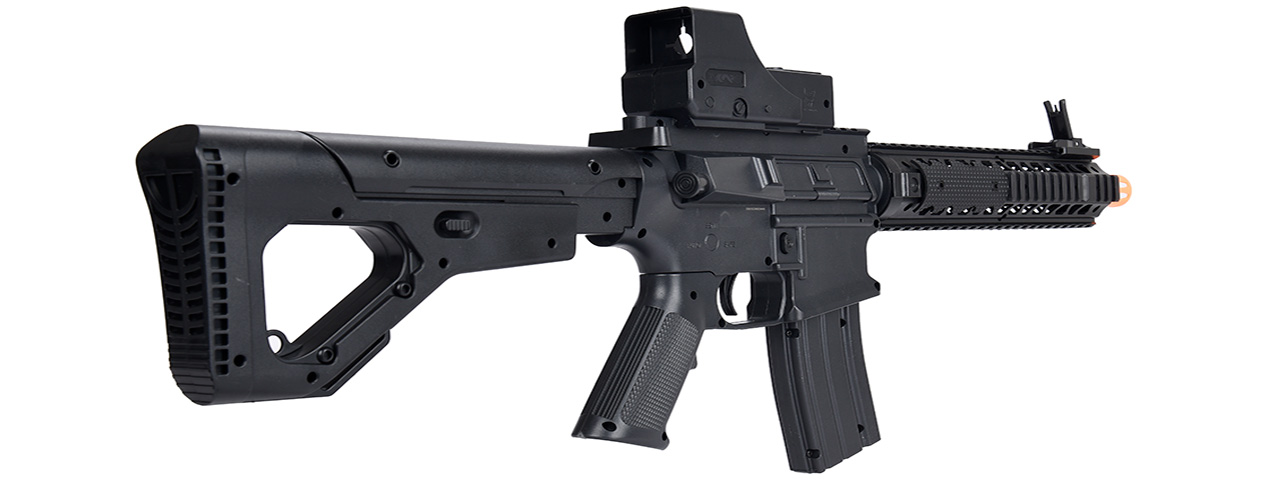 UK ARMS P2214 QUAD RIS M4 SPRING RIFLE W/ ADJUSTABLE STOCK (BLACK) - Click Image to Close