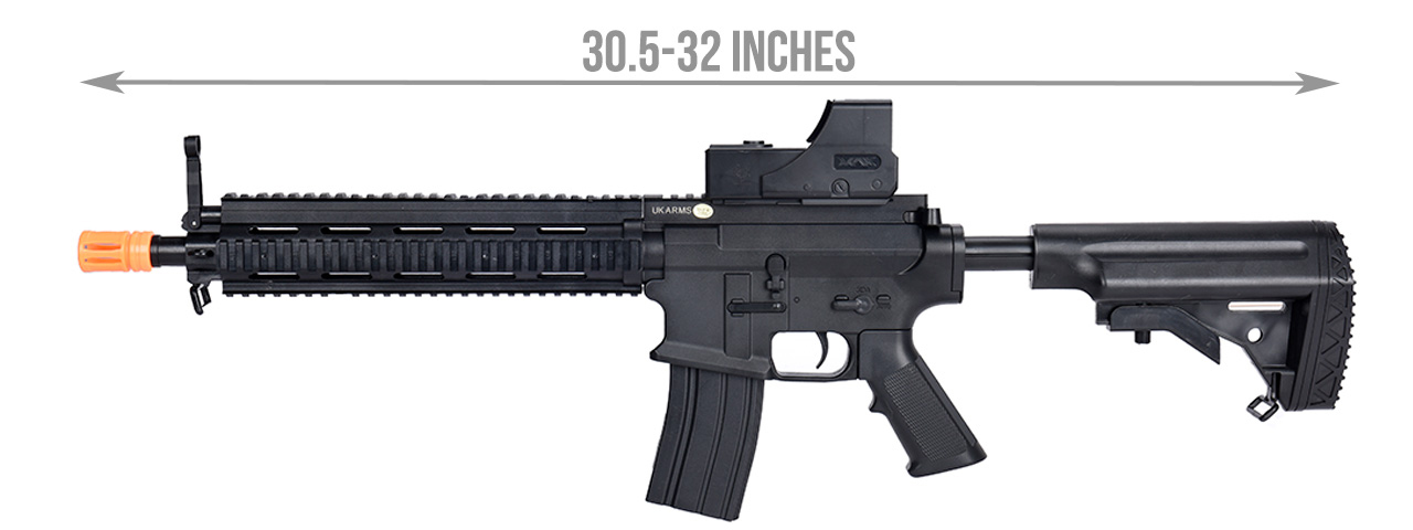 UK ARMS P2219 10.5" RIS SPRING M4 RIFLE W/ MOCK DOT SIGHT (BLACK) - Click Image to Close