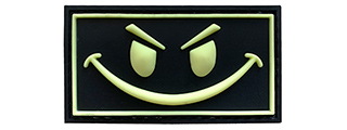 G-Force Evil Smiley Face PVC Morale Patch [Glow in the Dark] (BLACK / GREEN)