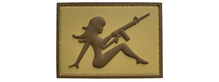 G-Force Mudflap Girl w/ Rifle PVC (Left) Patch (TAN/BROWN)