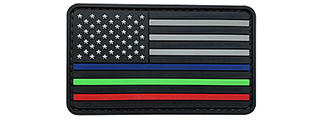 G-Force US Flag w/ Blue, Red, Green Line PVC Morale Patch (BLACK/GRAY)