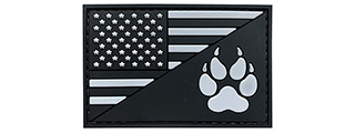 G-Force American Flag and K9 Paw PVC Morale Patch (BLACK)