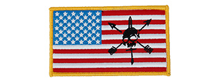 American Flag and Skull Embroidered Morale Patch (RED / WHITE / BLUE / BLACK)