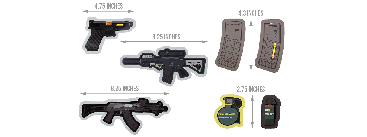 G-Force 7 Pack of Assorted Rifle, Pistol and Grenade Stickers (VARIOUS)