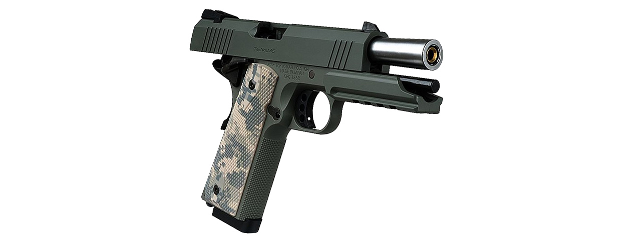 Tokyo Marui 4.3 Foliage Warrior 1911 Gas Blowback Airsoft Pistol (FOLIAGE GREEN) - Click Image to Close