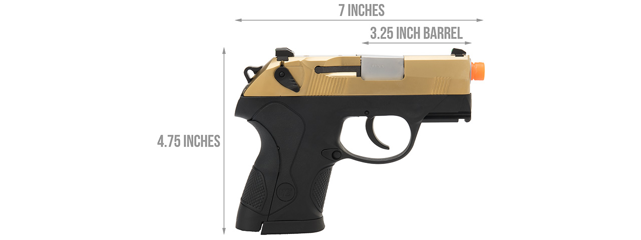 WE Tech Small Dog Full Metal Gas Blowback Airsoft Pistol (TITANIUM GOLD) - Click Image to Close