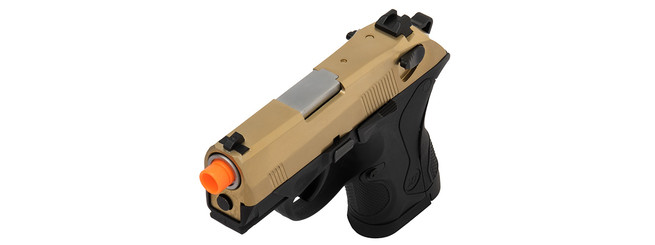 WE Tech Small Dog Full Metal Gas Blowback Airsoft Pistol (TITANIUM GOLD) - Click Image to Close