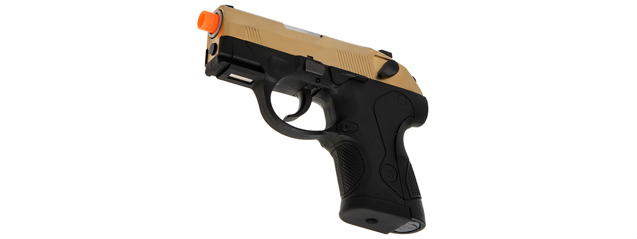 WE Tech Small Dog Full Metal Gas Blowback Airsoft Pistol (TITANIUM GOLD) - Click Image to Close