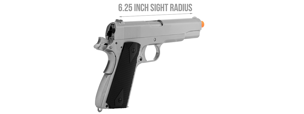 WE Tech 1911 MEU Airsoft Gas Blowback Pistol w/ Classic Grips (SILVER) - Click Image to Close