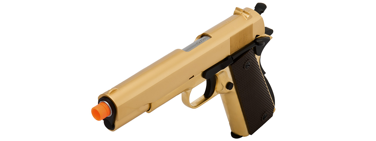 WE Tech 1911 A1 Gold Plated Airsoft Gas Blowback Pistol (GOLD ) - Click Image to Close