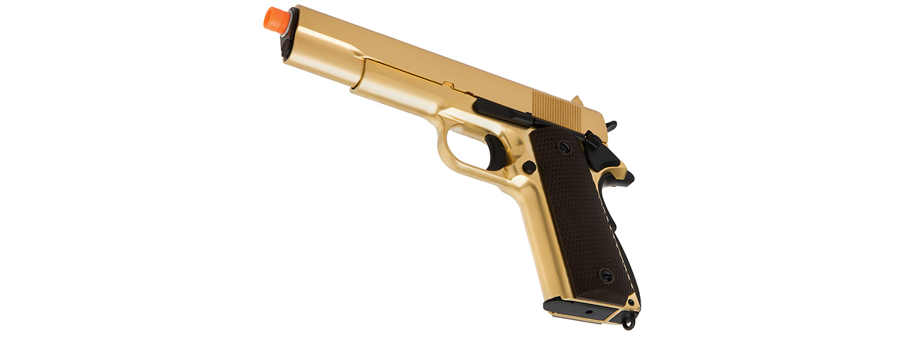 WE Tech 1911 A1 Gold Plated Airsoft Gas Blowback Pistol (GOLD ) - Click Image to Close