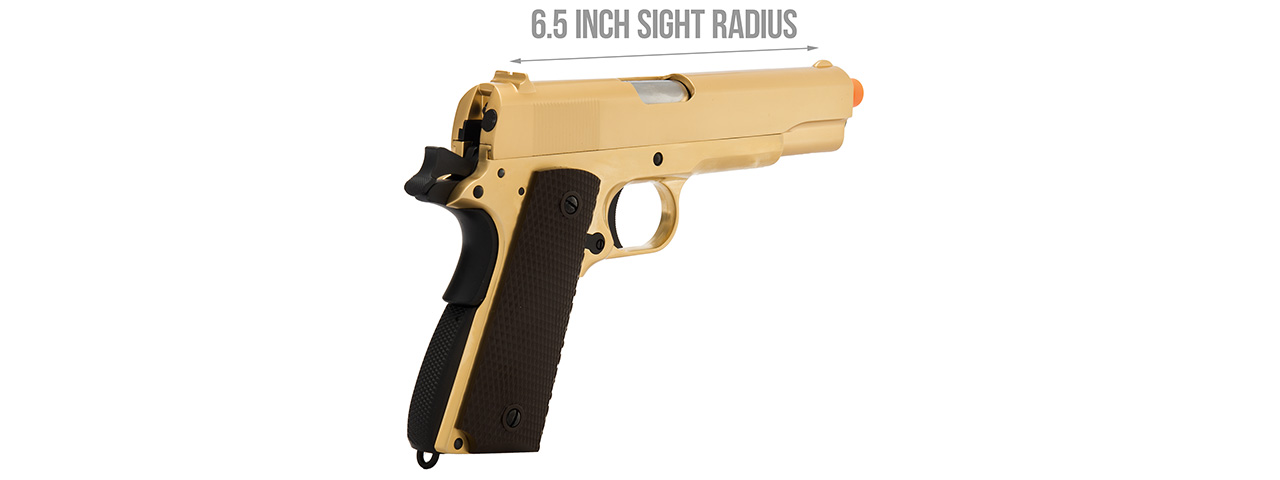 WE Tech 1911 A1 Gold Plated Airsoft Gas Blowback Pistol (GOLD ) - Click Image to Close