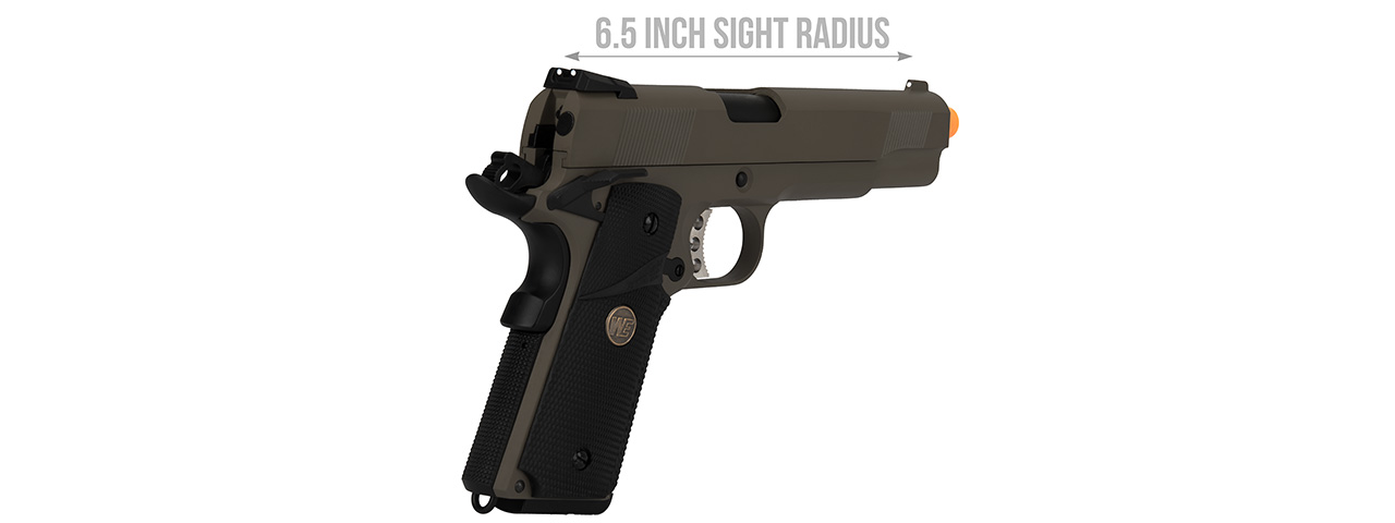 WE Tech 1911 Full Metal MEU Airsoft Gas Blowback Pistol (OD) - Click Image to Close