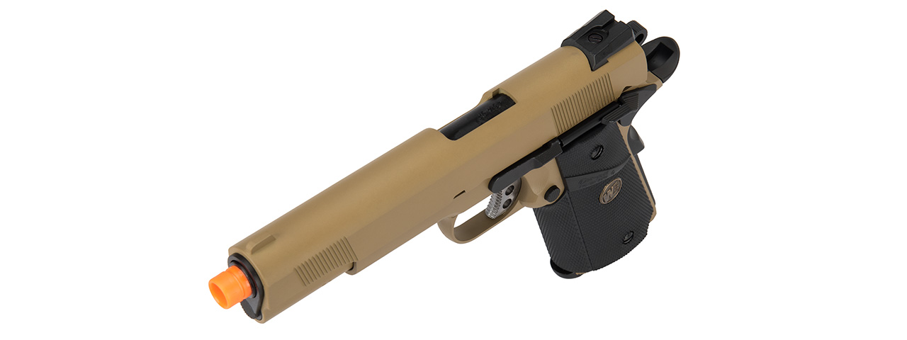 WE Tech 1911 Full Metal MEU Airsoft Gas Blowback Pistol (TAN) - Click Image to Close