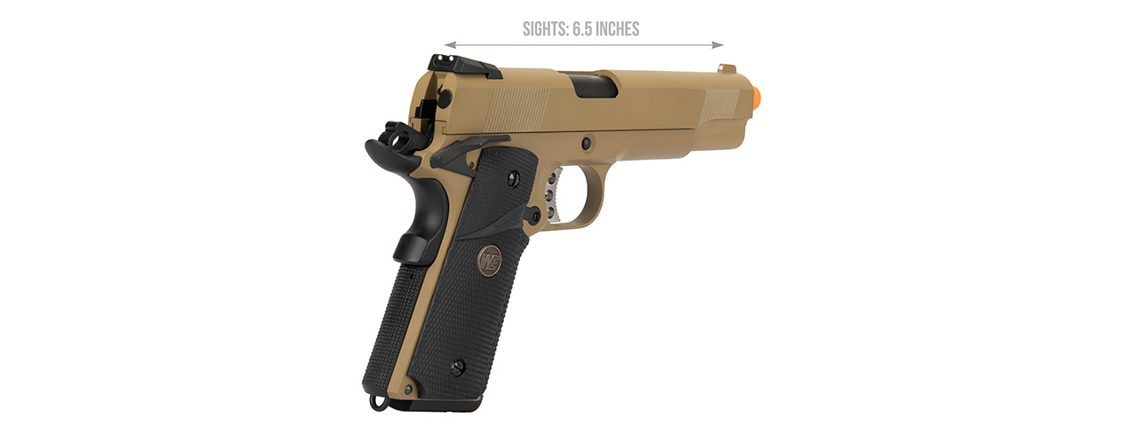 WE Tech 1911 Full Metal MEU Airsoft Gas Blowback Pistol (TAN) - Click Image to Close