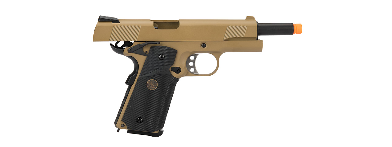 WE Tech 1911 Full Metal MEU Airsoft Gas Blowback Pistol (TAN) - Click Image to Close